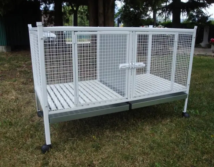 Two-seater dog and cat cage 120x60 cm with legs and wheels